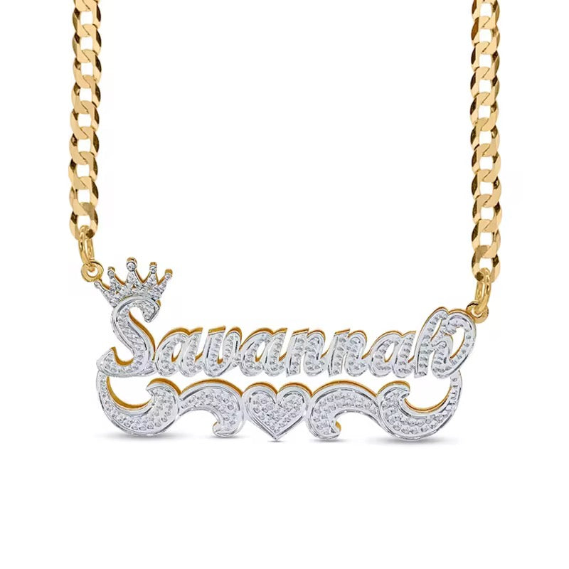 Custom Double Plated Nameplate Necklace