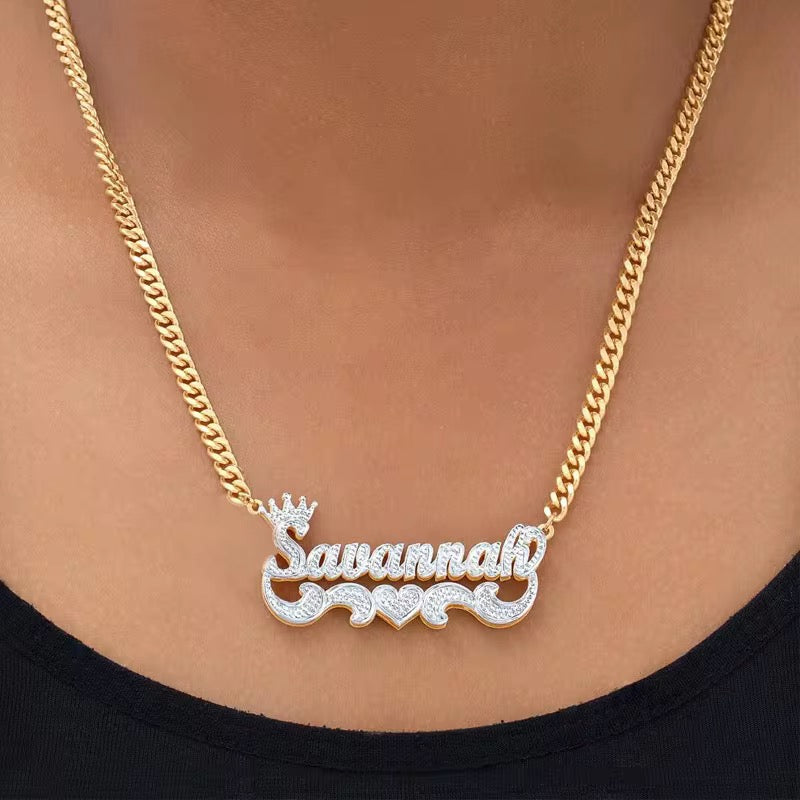 Custom Double Plated Nameplate Necklace