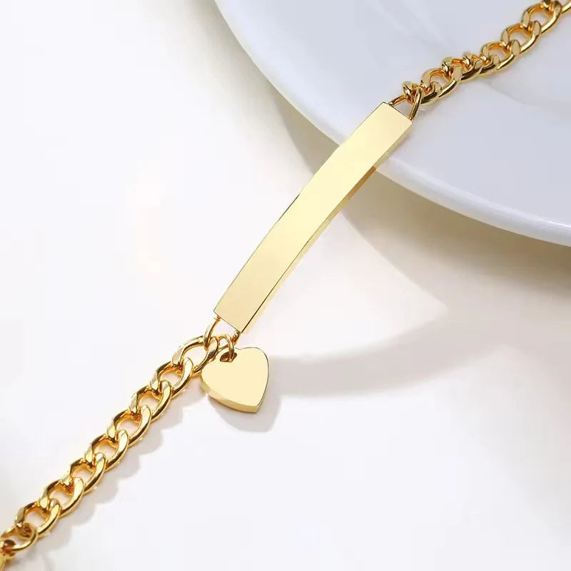 Kids Bar Bracelet With Heart Charm