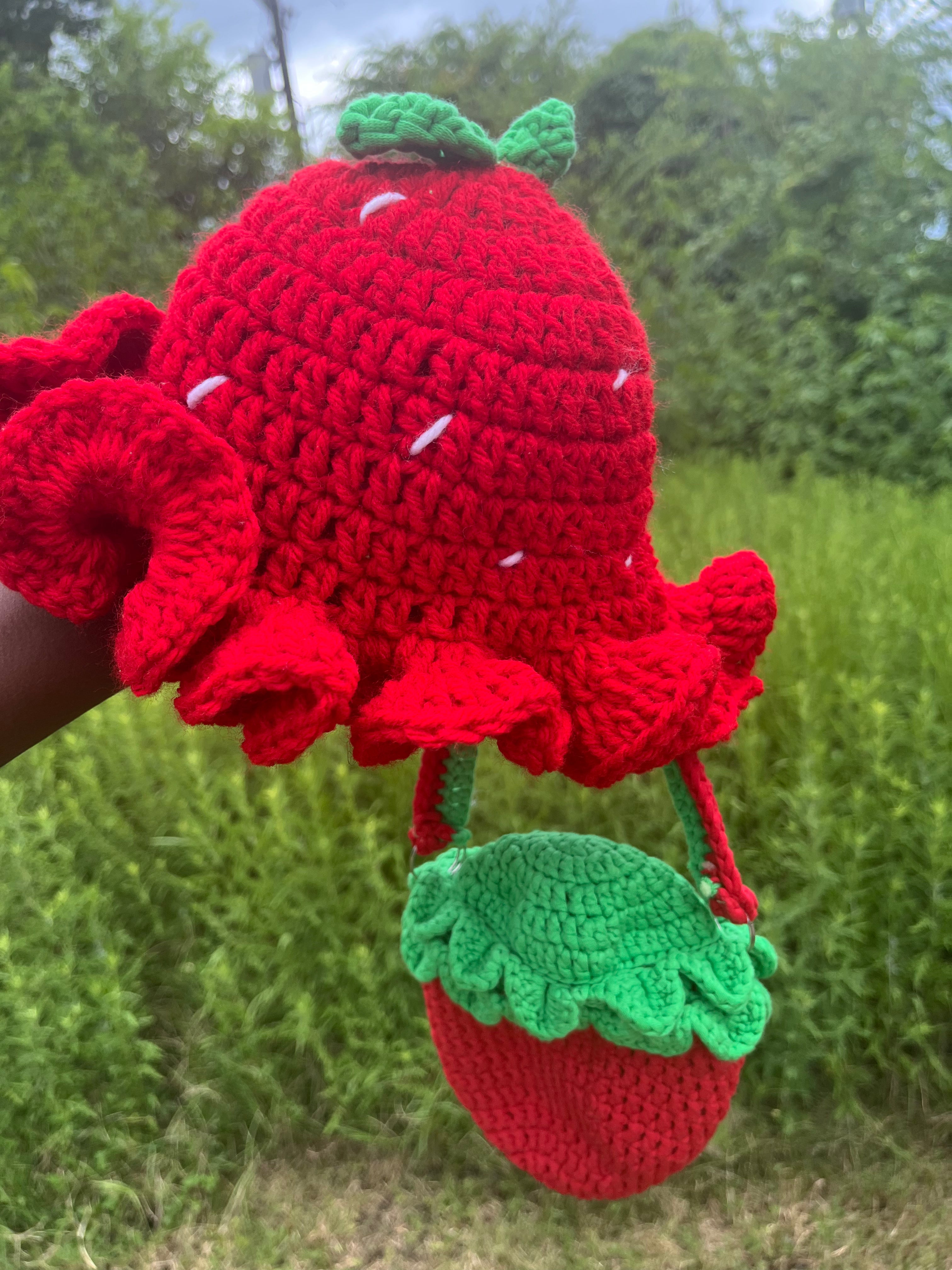 Kids Size Crochet Strawberry Set
