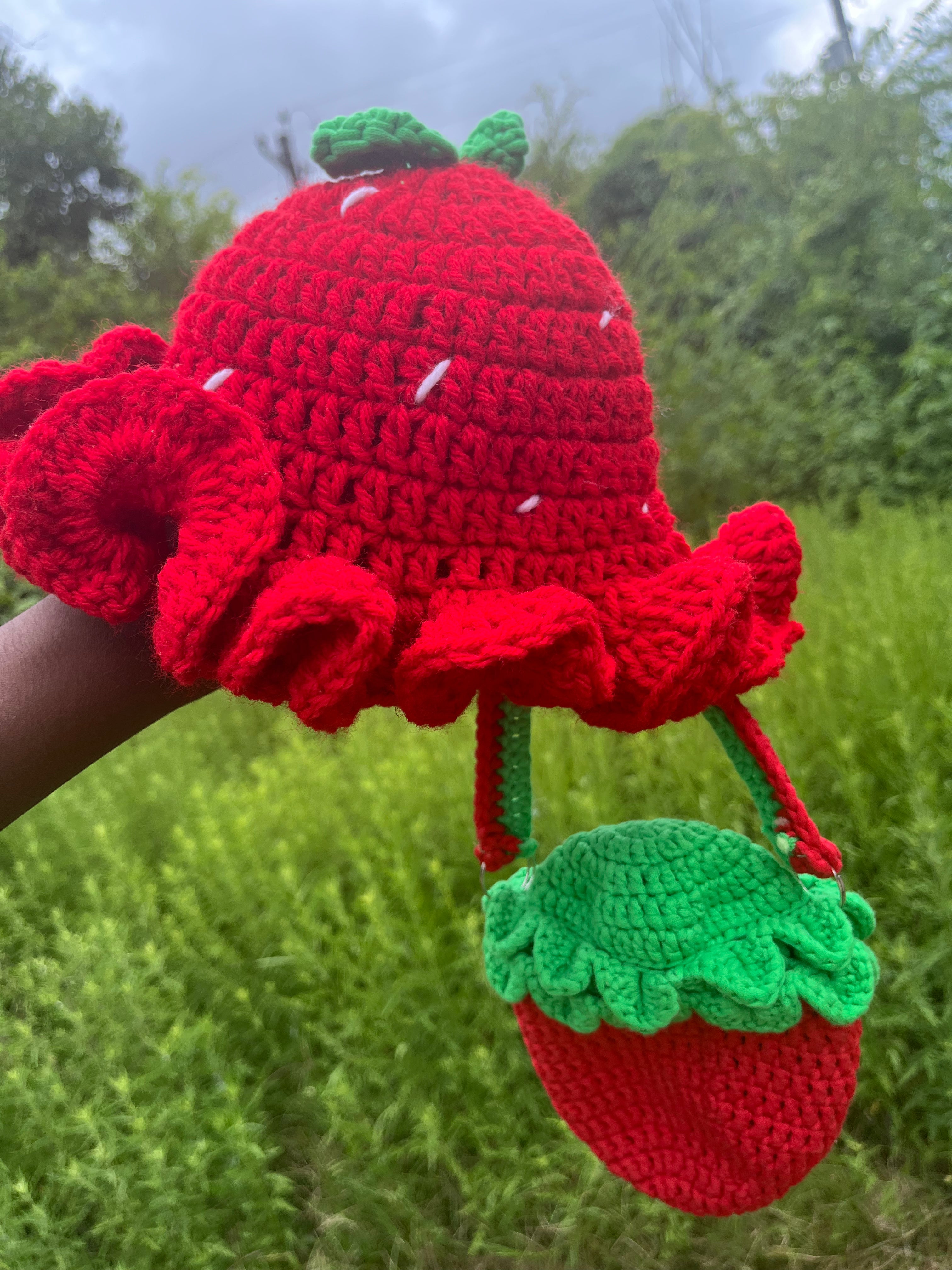Kids Size Crochet Strawberry Set