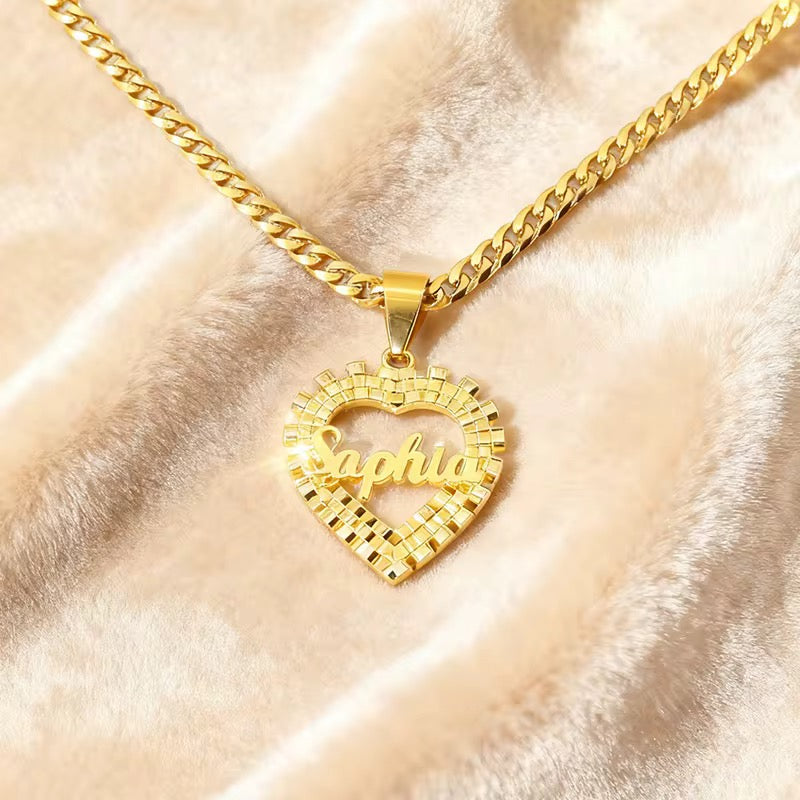Custom Heart Nameplate Necklace
