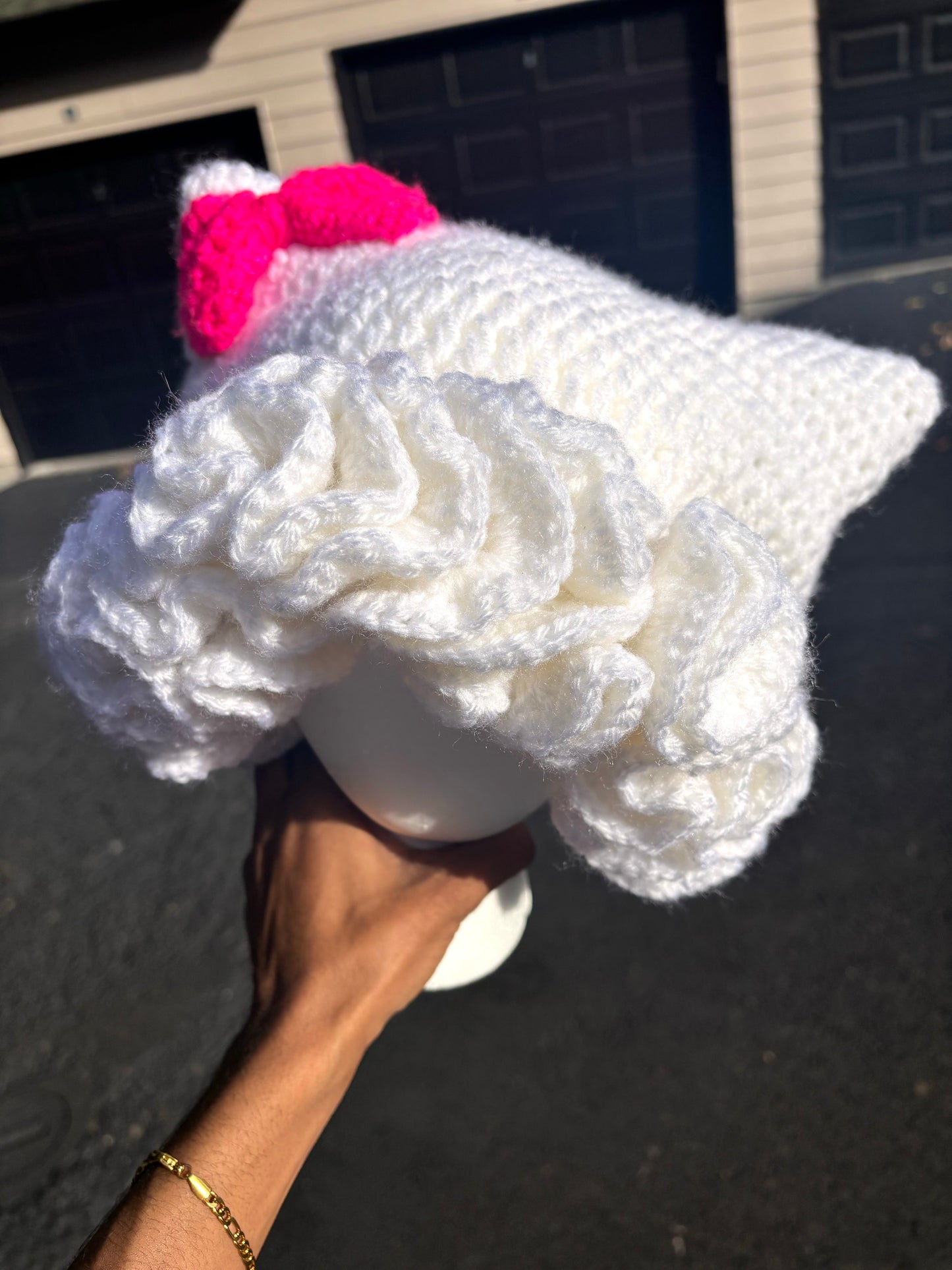 Handmade Hello Kitty Ruffle Hat