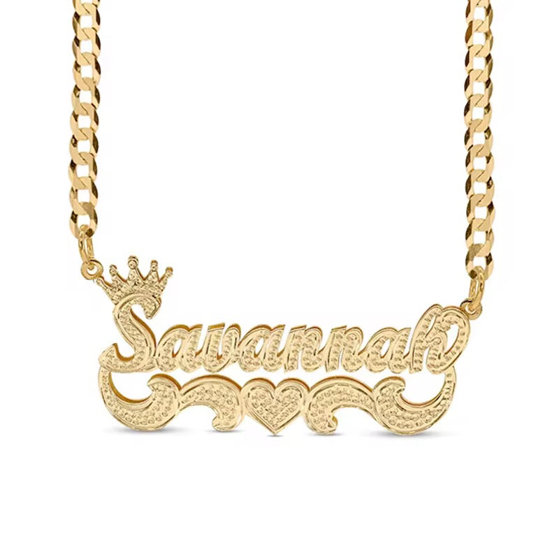 Custom Double Plated Nameplate Necklace