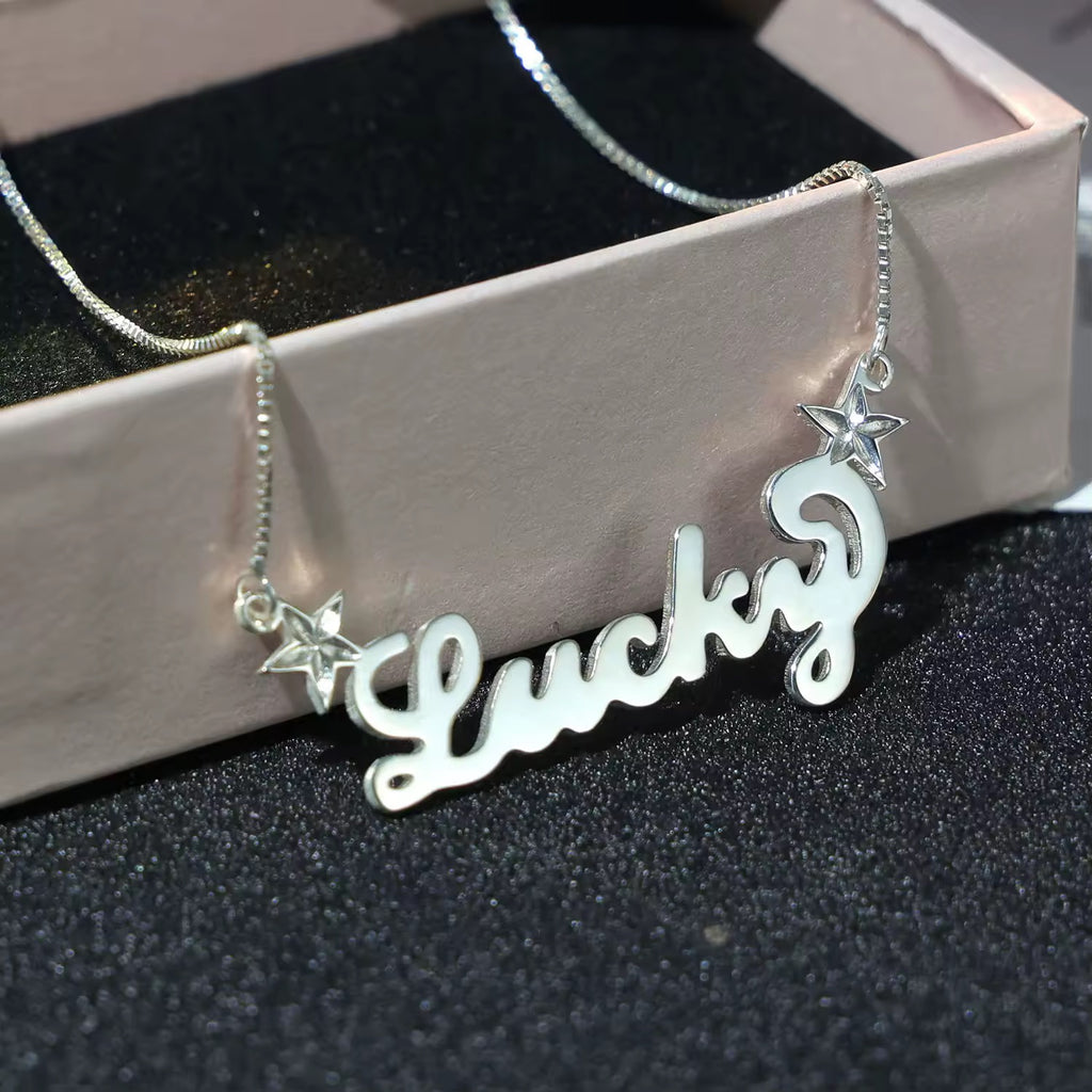Custom “So Lucky” Nameplate Necklace
