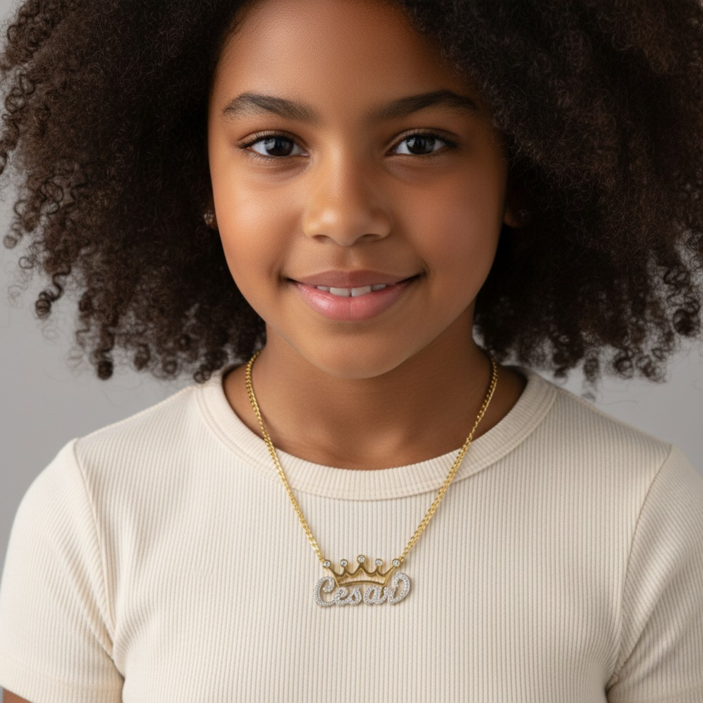 Custom Crown Nameplate Necklace