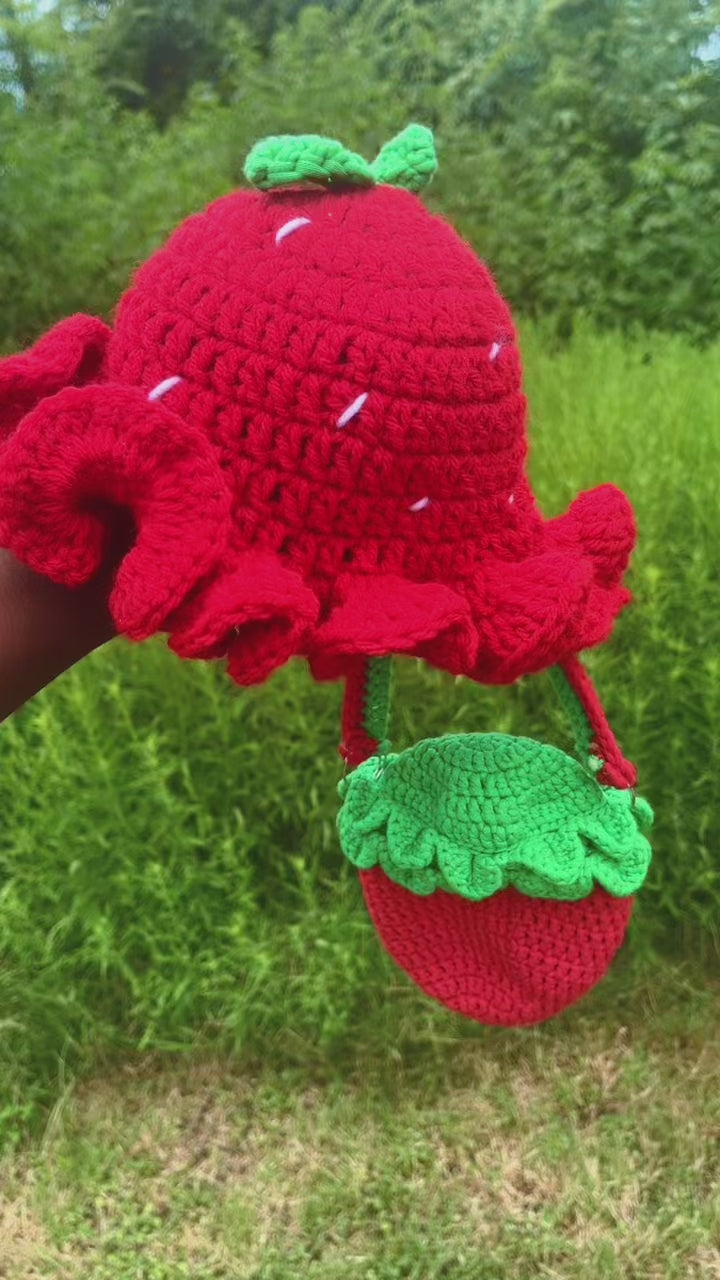 Kids Size Crochet Strawberry Set