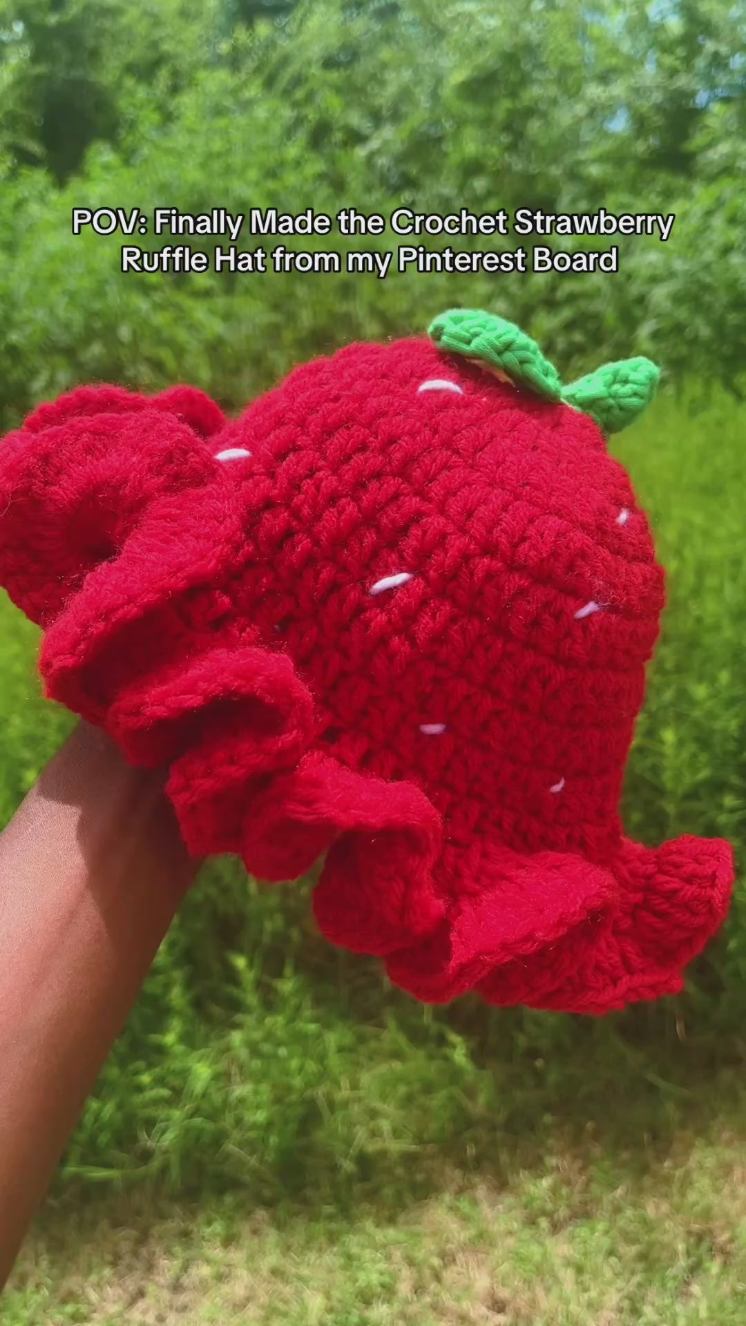 Kids Size Crochet Strawberry Ruffle Hat